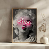 Marilyn Monroe Neon Love | Black and White Fashion Icon Print - Print